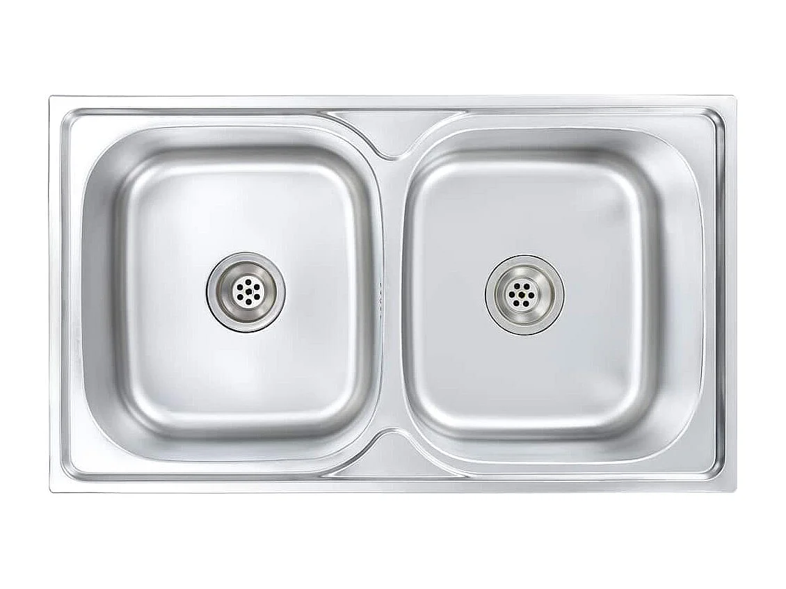 Doppelte Küchenspüle mit Sieb und Siphon aus Edelstahl