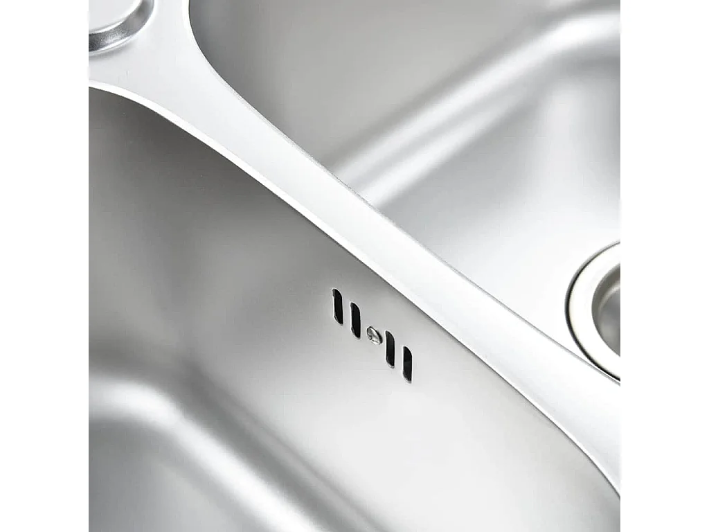 Doppelte Küchenspüle mit Sieb und Siphon aus Edelstahl