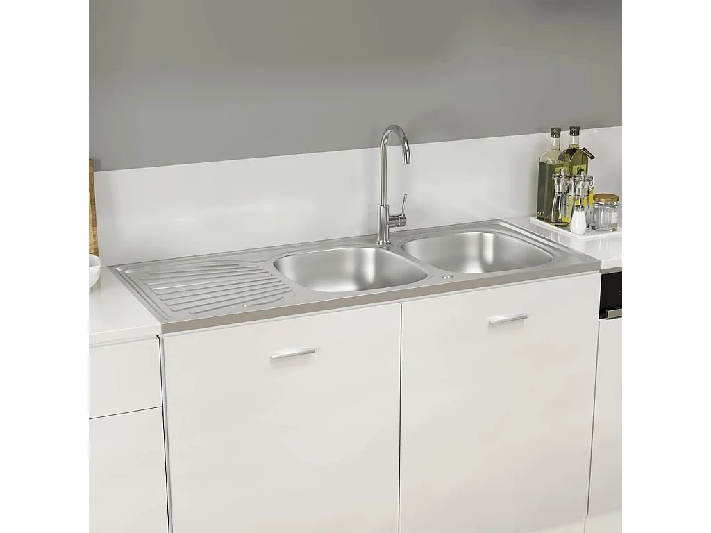 pia de cozinha dupla prata 1200x600x155 mm aço inoxidável