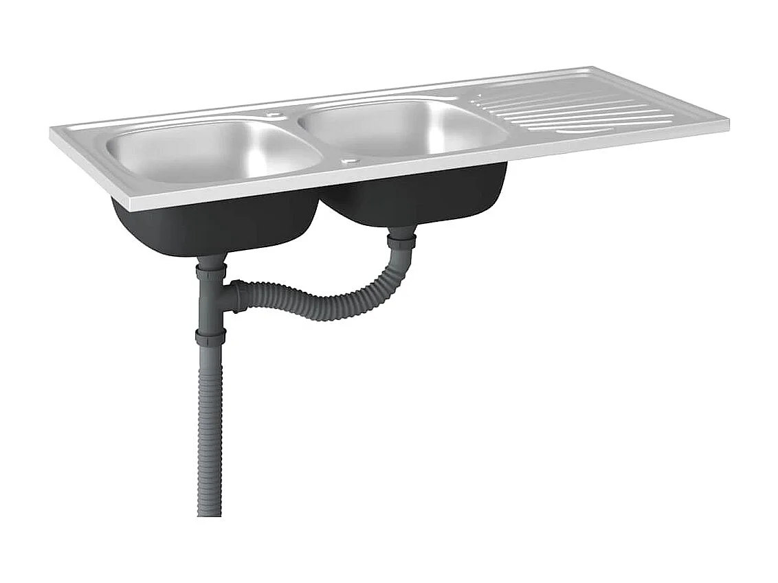 pia de cozinha dupla prata 1200x600x155 mm aço inoxidável