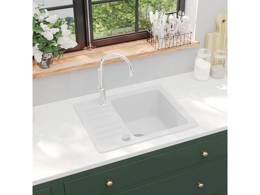 Küchenspüle aus weißem Granit