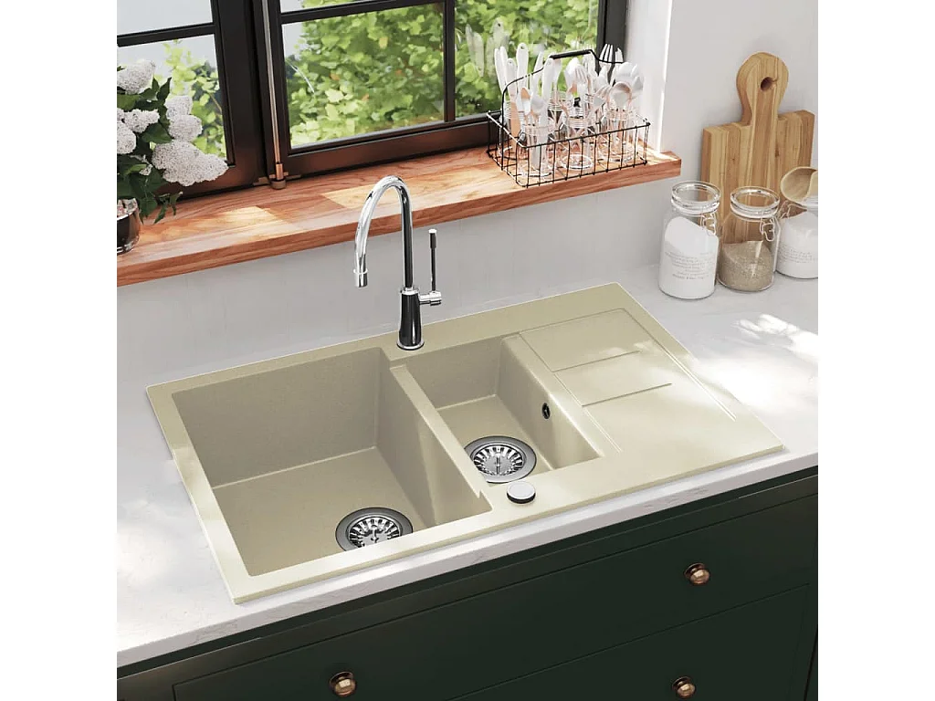 Granit Küchenspüle Doppelspüle Beige