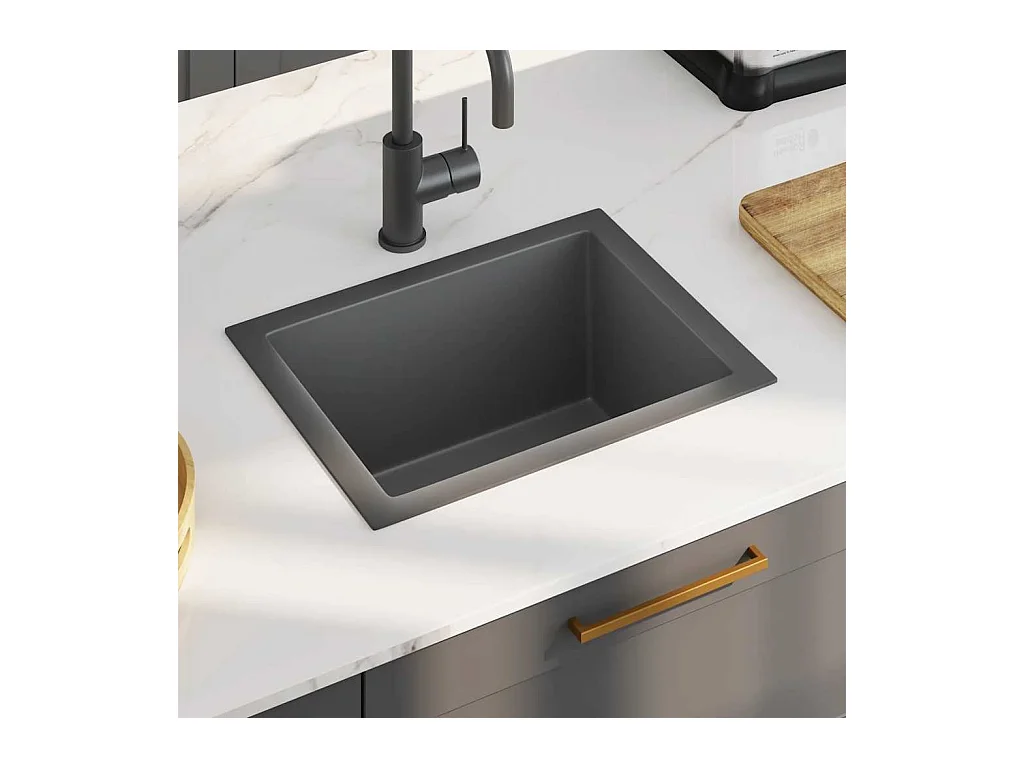 Lavello da cucina fatto a mano in acciaio inossidabile nero