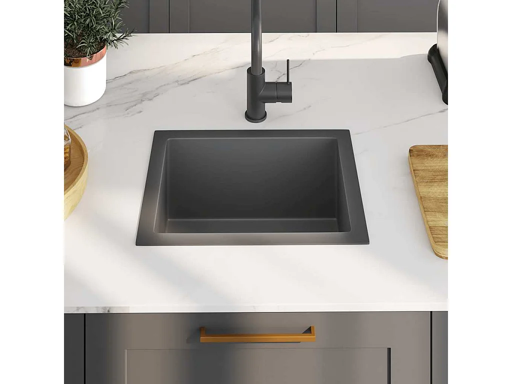 Pia de cozinha artesanal preta em aço inoxidável