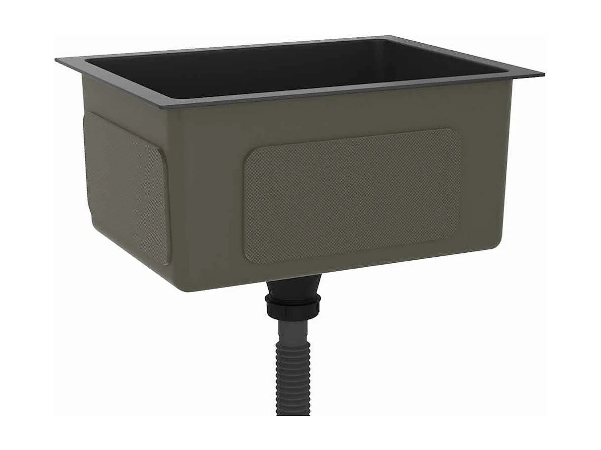 Pia de cozinha artesanal preta em aço inoxidável