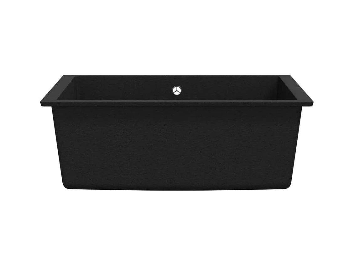 Pia de cozinha em granito preto com furo de transbordamento