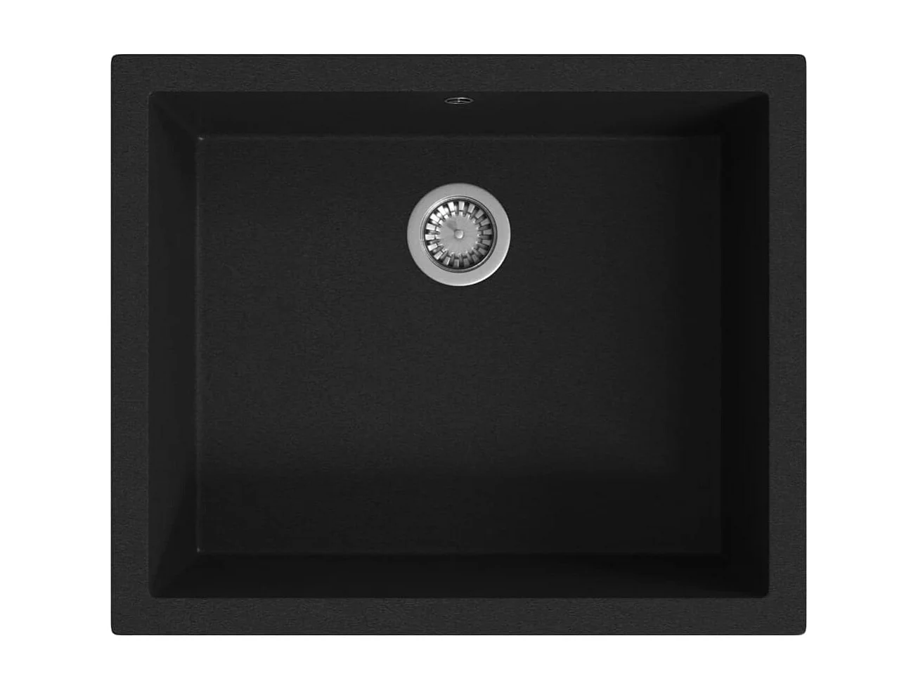 évier de cuisine avec trou de trop-plein Noir Granit