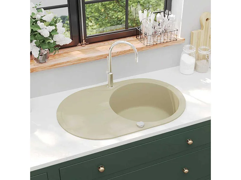 Granit Küchenspüle Einzel Oval Beige Spüle