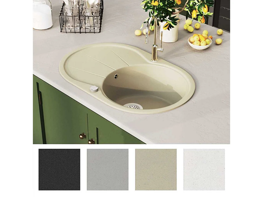 Granit Küchenspüle Einzel Oval Beige Spüle