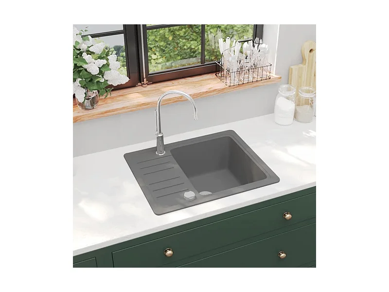 évier de cuisine en granit Bac unique Gris