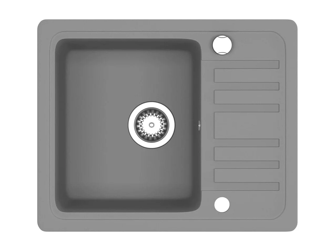 Fregadero de cocina de granito de un solo cuenco gris