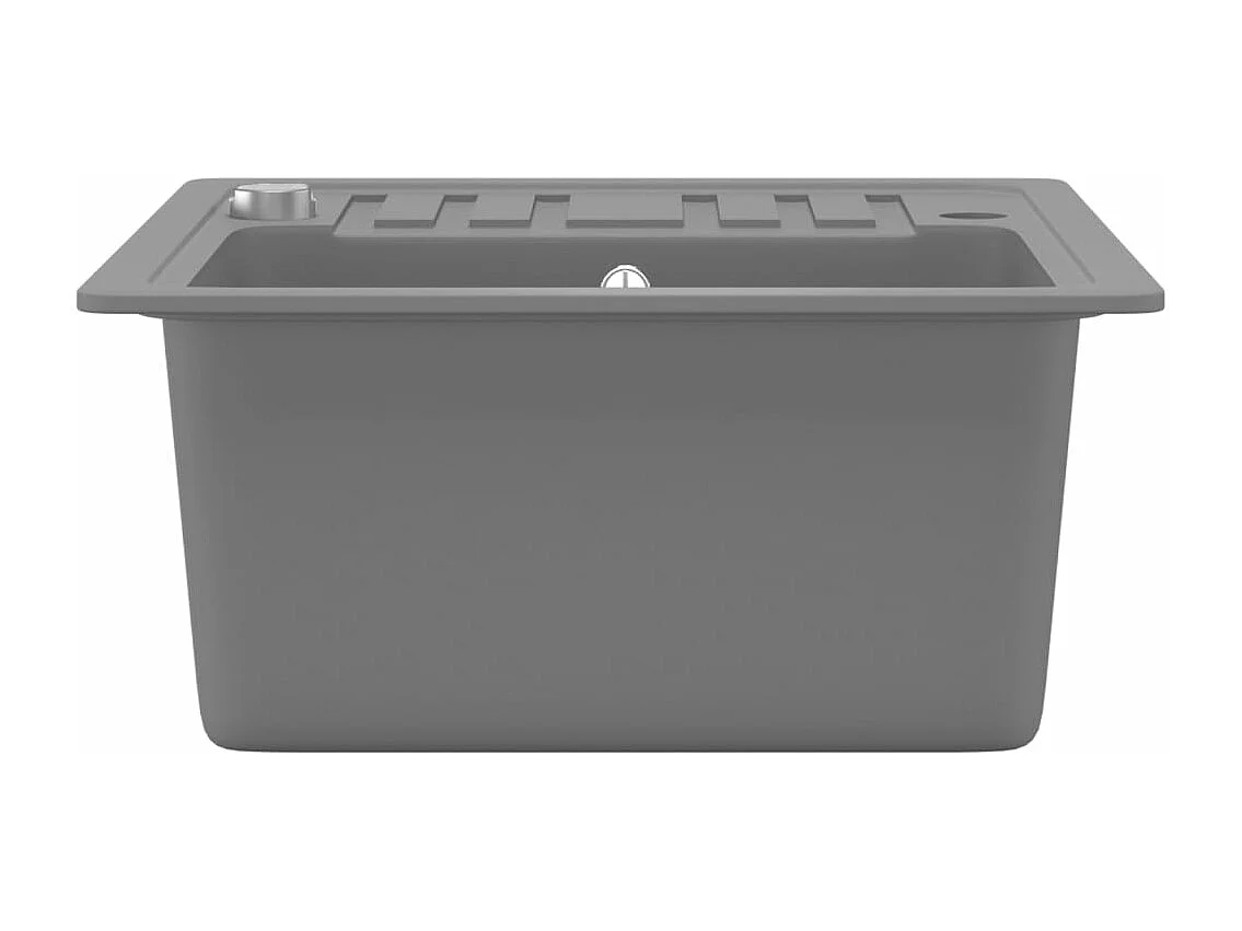 Fregadero de cocina de granito de un solo cuenco gris