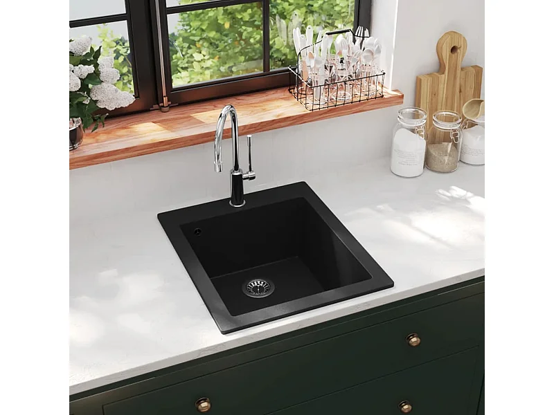 Pia de cozinha em granito preto