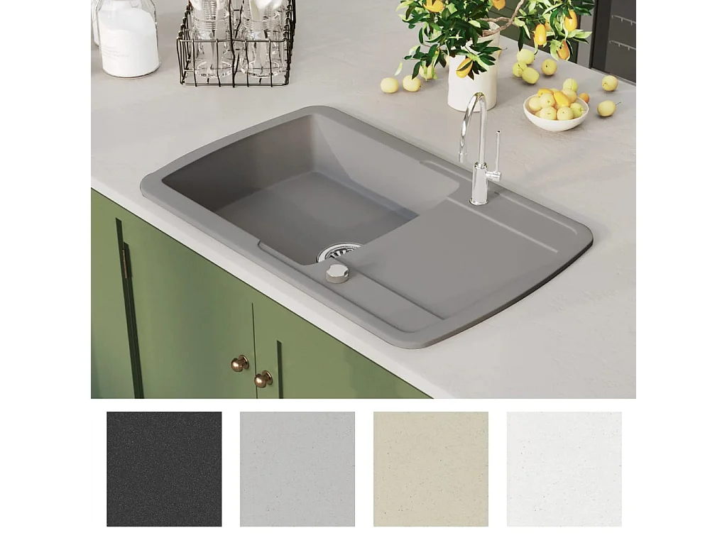 Granit-Küchenspüle, Einzelbecken, grau