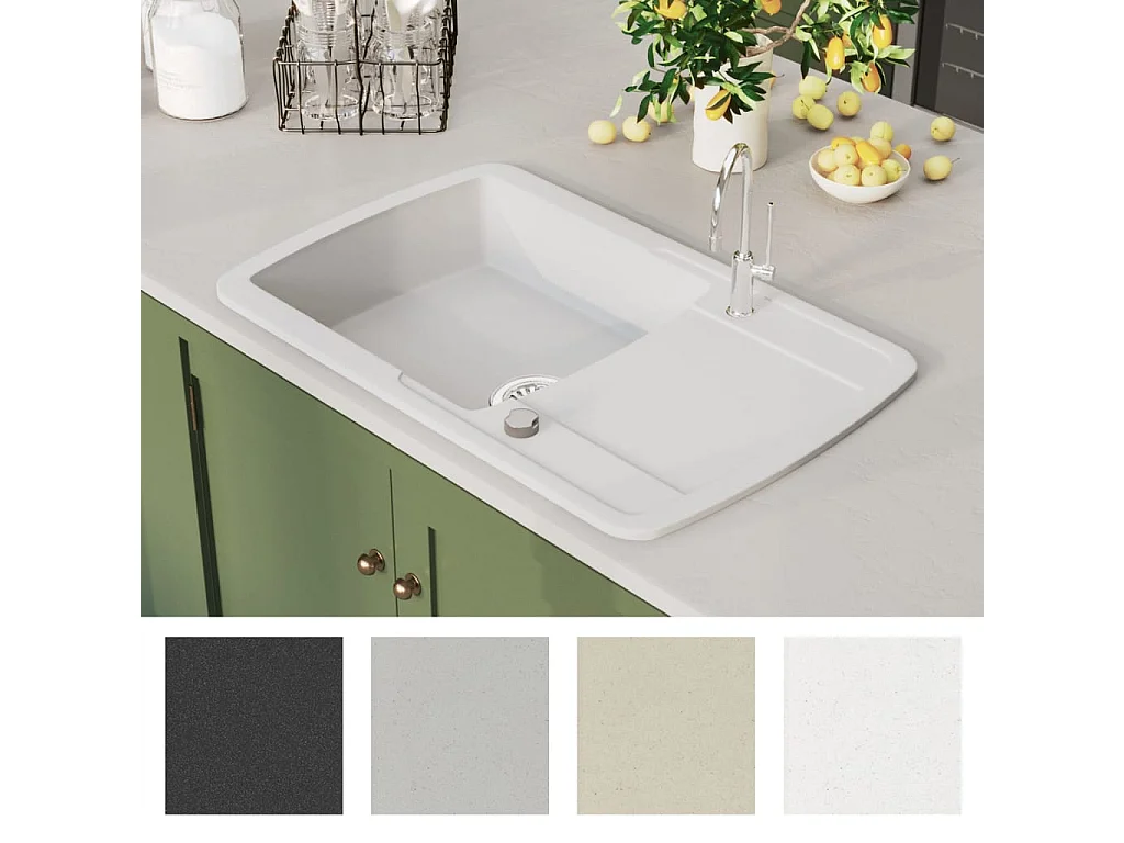 évier de cuisine Granit Seul lavabo Blanc