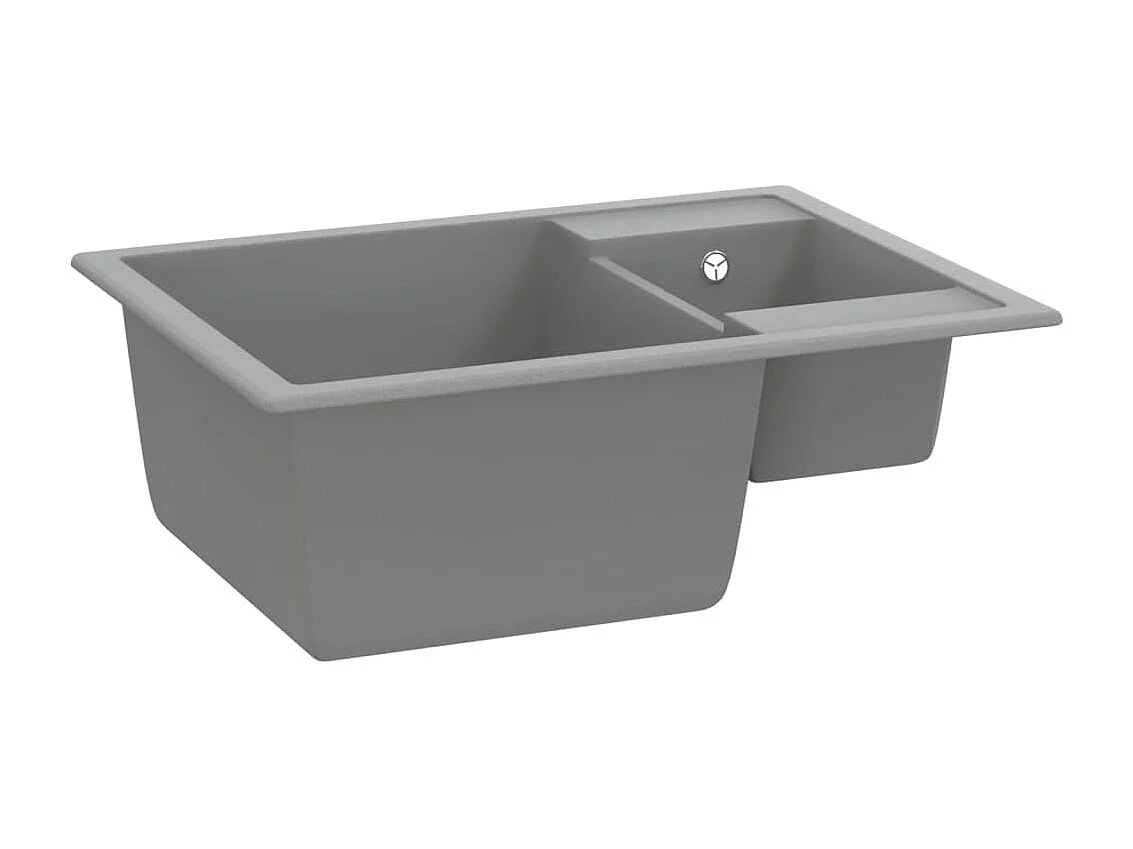 Lavello da cucina e due vasche con foro di troppo pieno Granito grigio