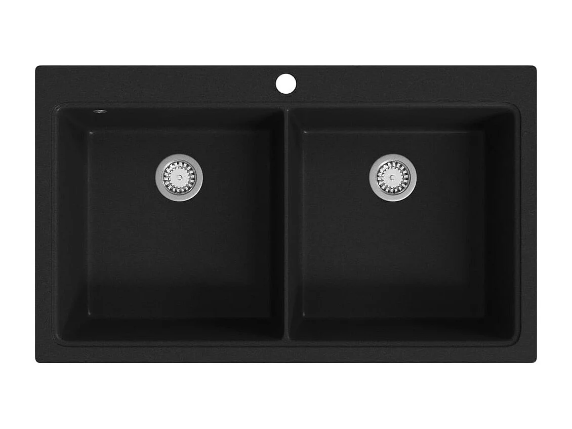 lavello da cucina sottotop a 2 vasche in granito nero