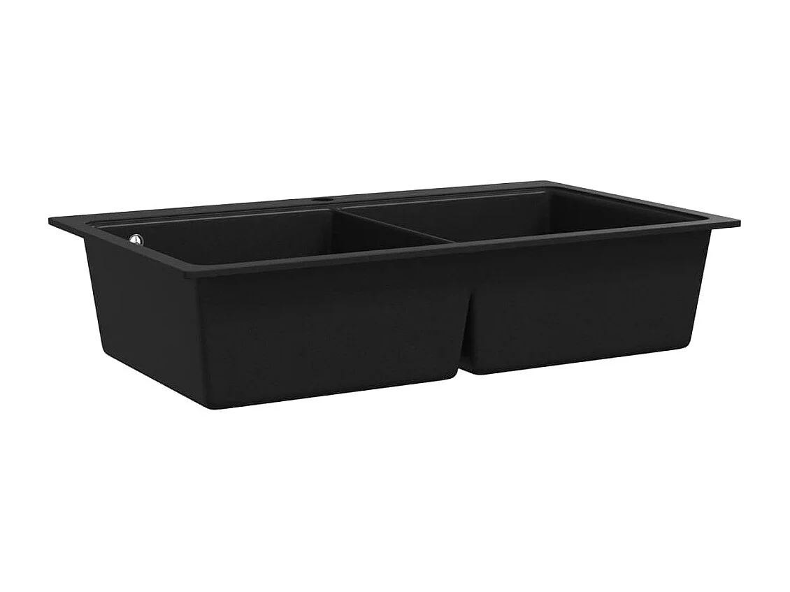 lavello da cucina sottotop a 2 vasche in granito nero