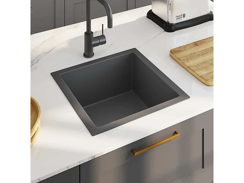 Handgefertigte Küchenspüle aus schwarzem Edelstahl