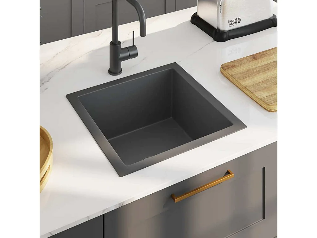 Handgefertigte Küchenspüle aus schwarzem Edelstahl