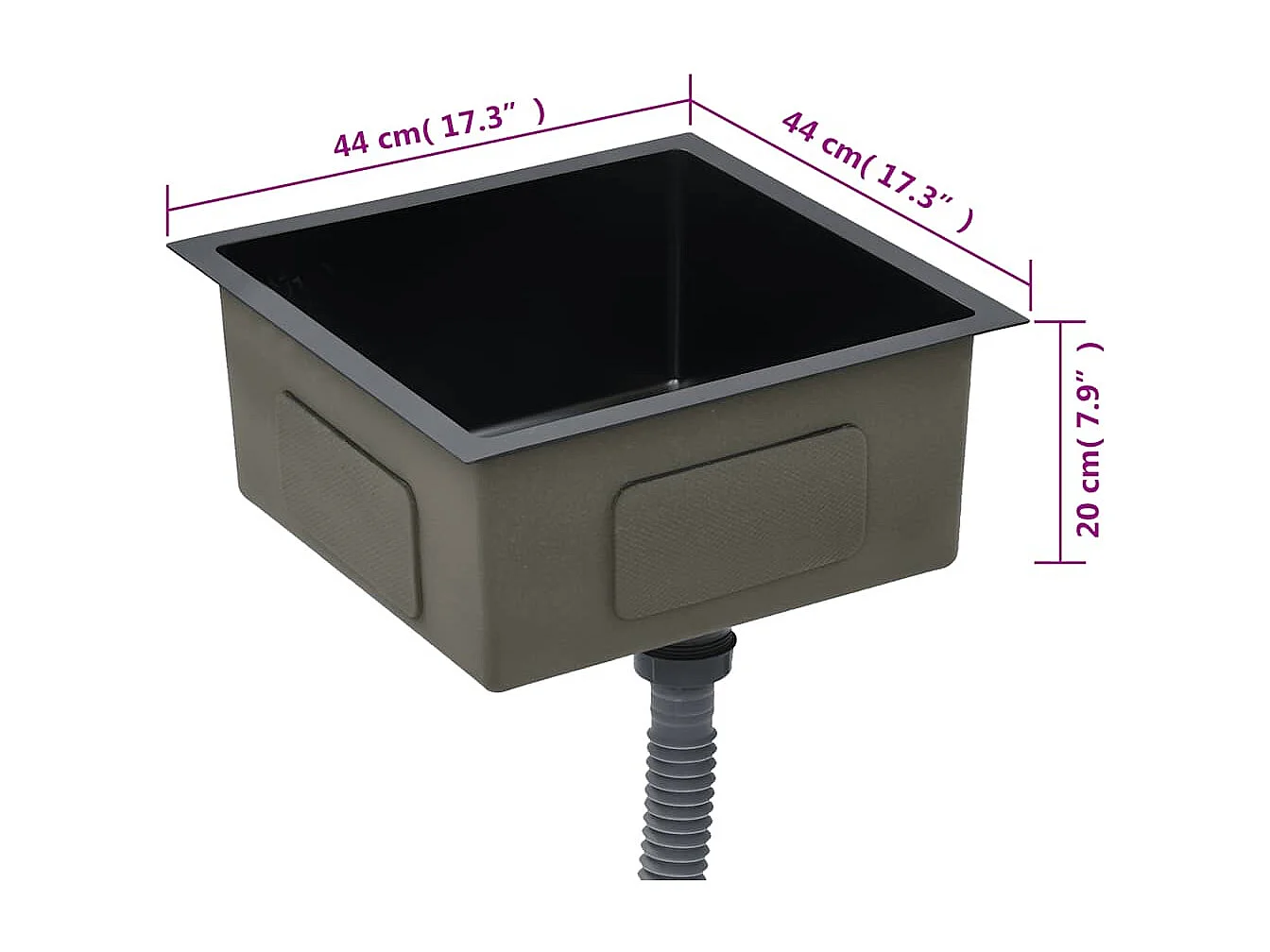 Handgefertigte Küchenspüle aus schwarzem Edelstahl