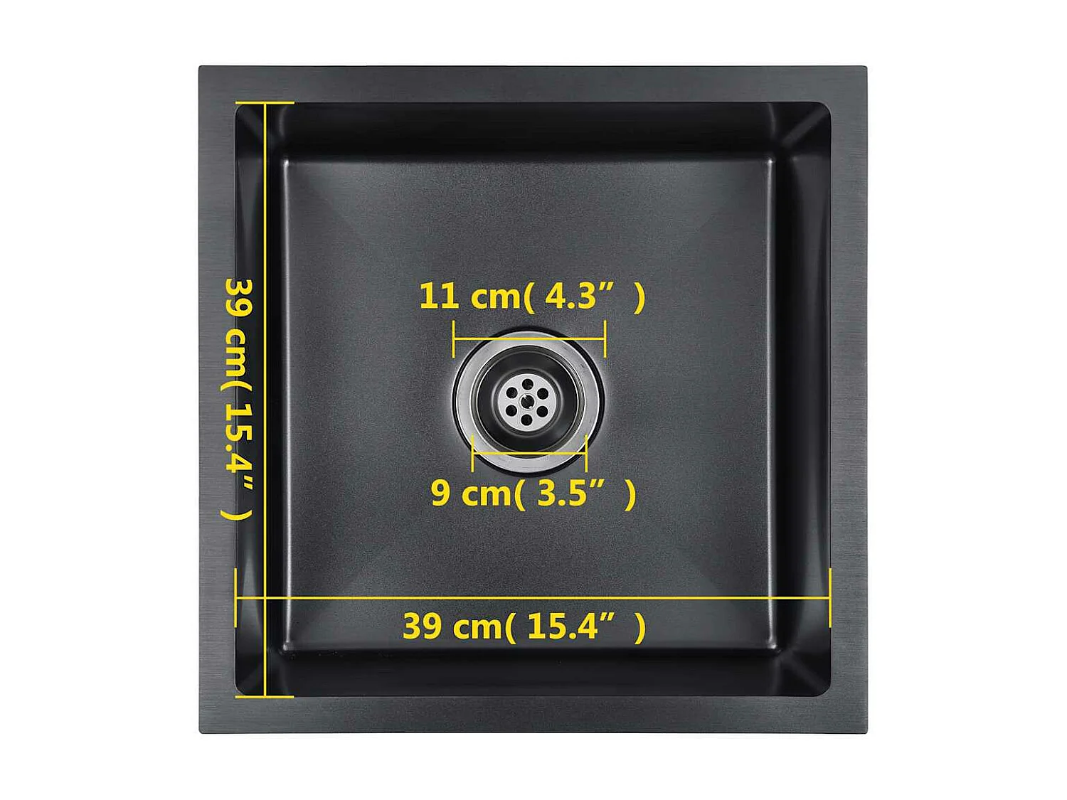 Handgefertigte Küchenspüle aus schwarzem Edelstahl