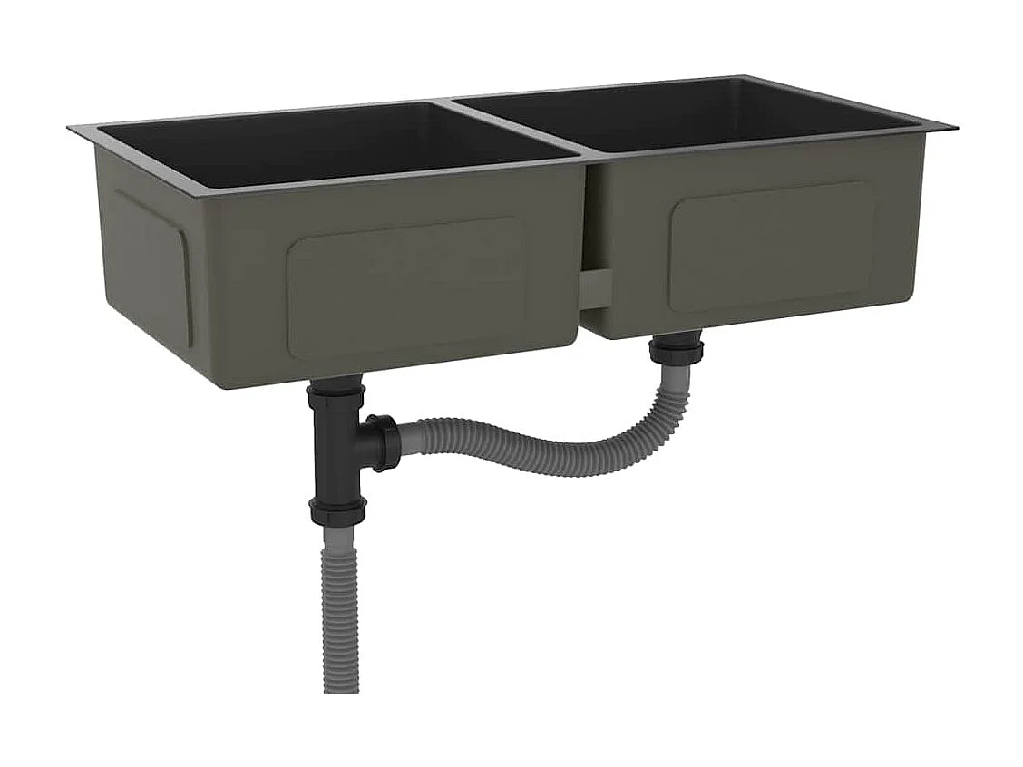 Handgefertigte Küchenspüle aus schwarzem Edelstahl