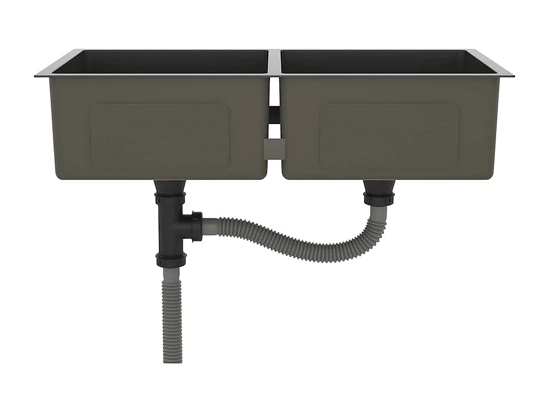 évier de cuisine fait main Noir Acier inoxydable