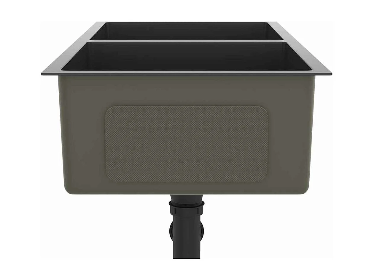 évier de cuisine fait main Noir Acier inoxydable