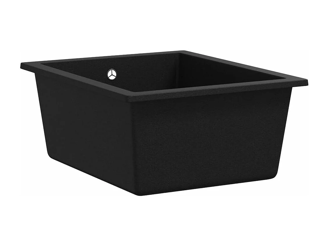 Lavello da cucina in granito nero con foro di troppo pieno