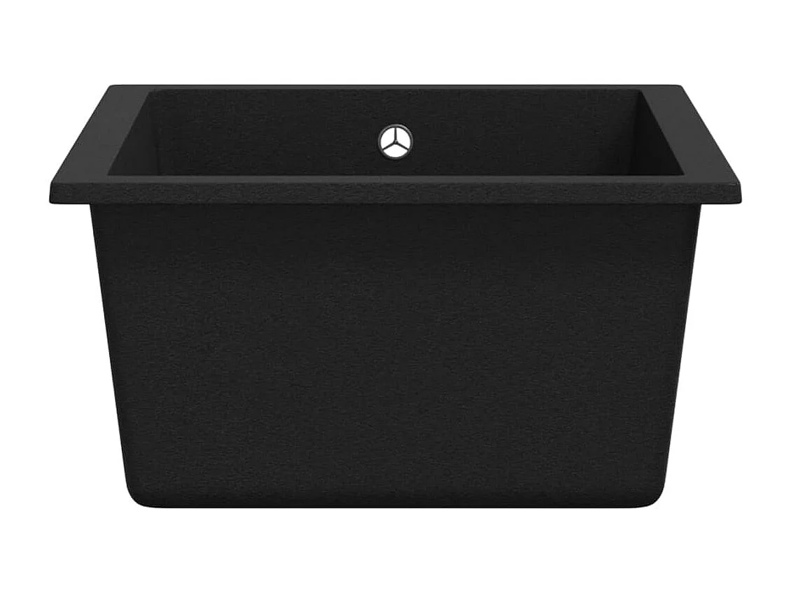 Lavello da cucina in granito nero con foro di troppo pieno