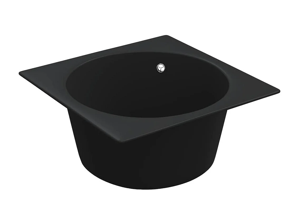 Schwarzes Granit-Spülbecken mit Überlaufloch