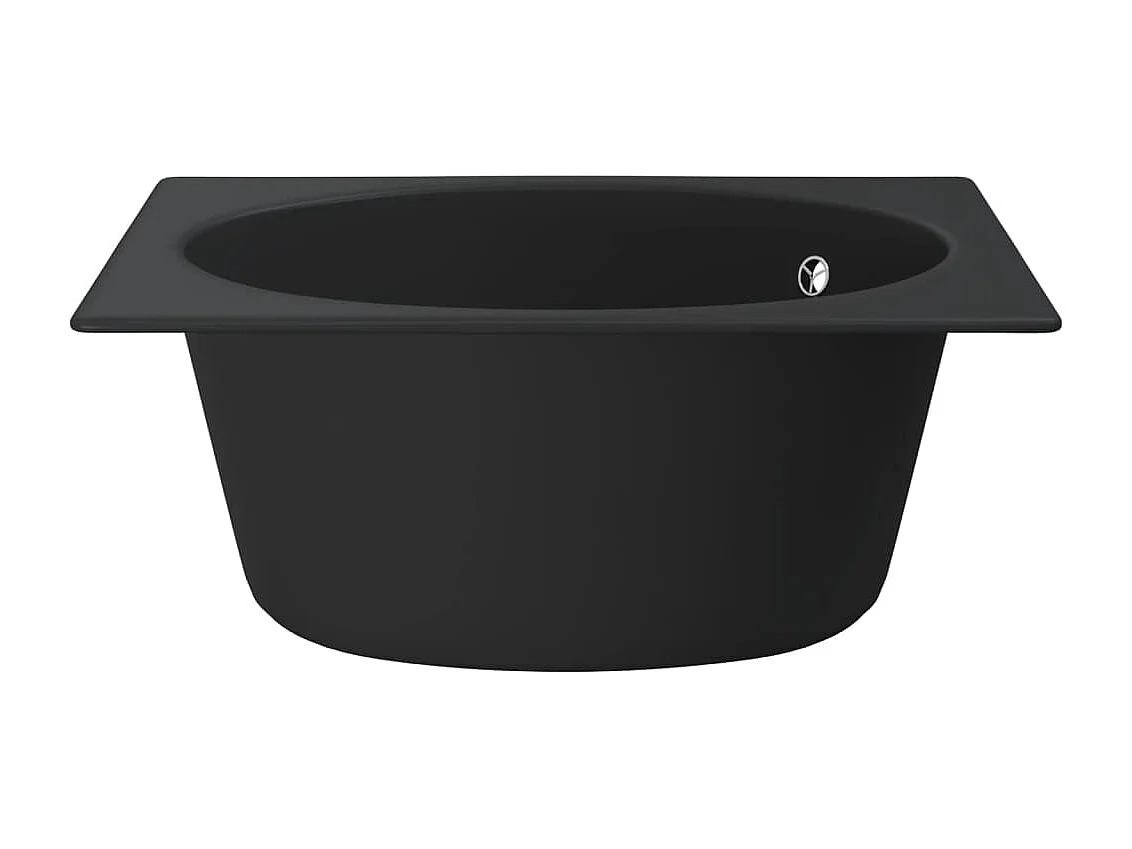 Schwarzes Granit-Spülbecken mit Überlaufloch