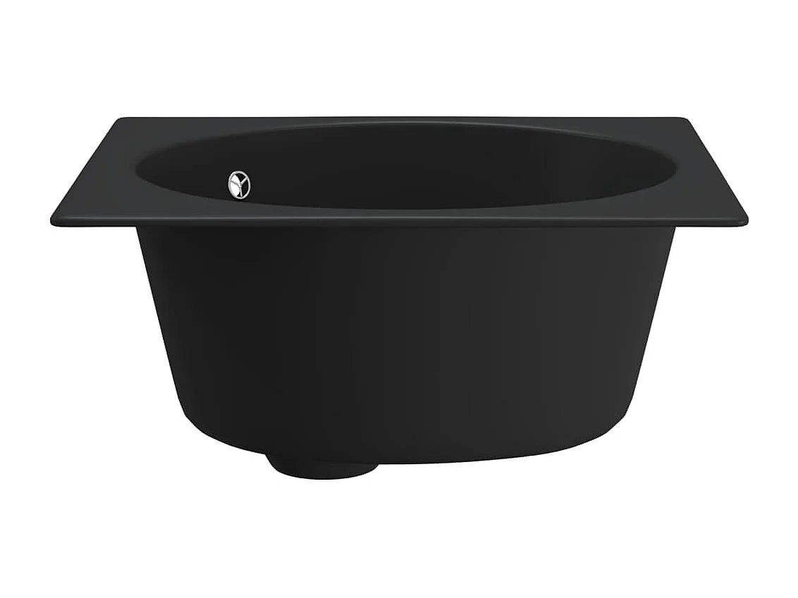 Schwarzes Granit-Spülbecken mit Überlaufloch