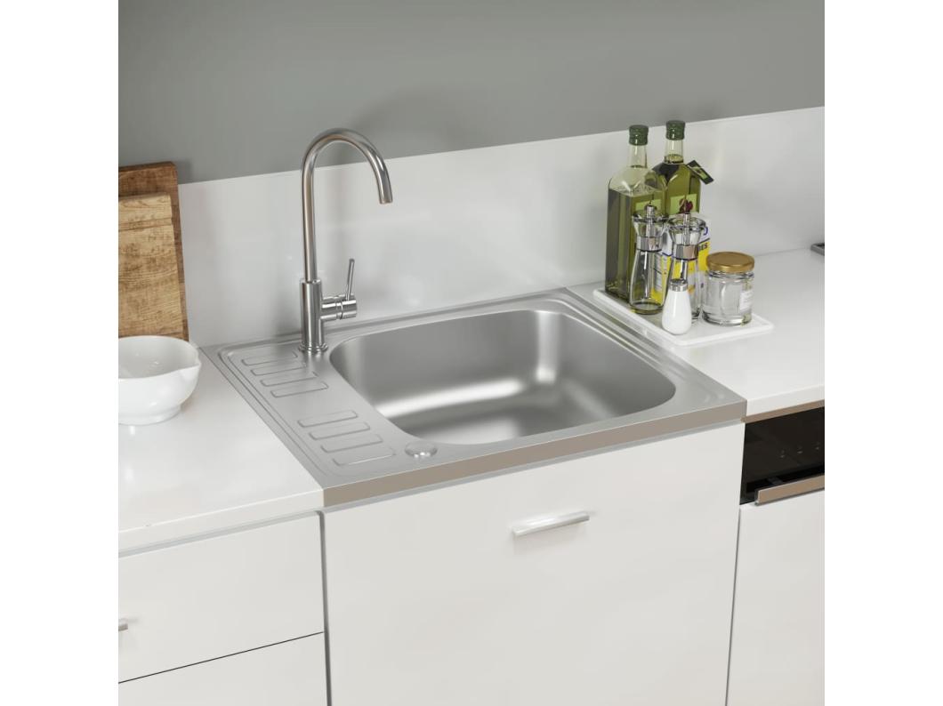 lavello cucina e scolapiatti argento 600x500x155 mm acciaio inox