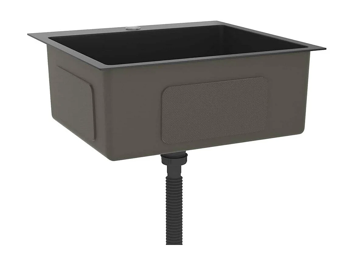 évier de cuisine fait main Noir Acier inoxydable