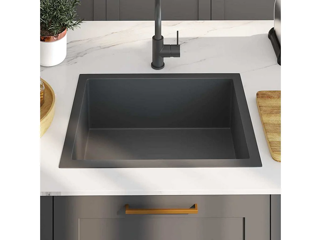 évier de cuisine fait à la main Noir Acier inoxydable