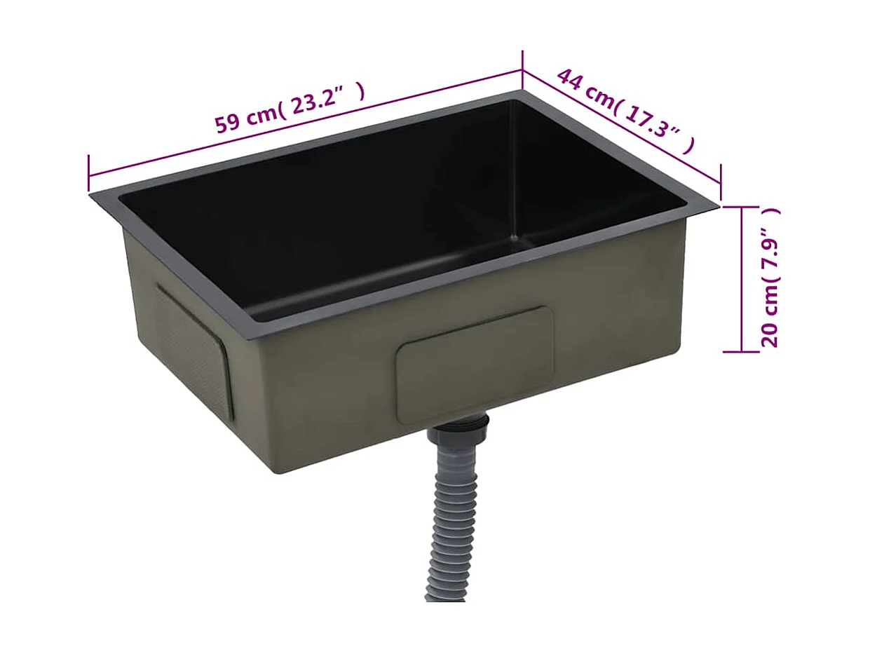 évier de cuisine fait à la main Noir Acier inoxydable