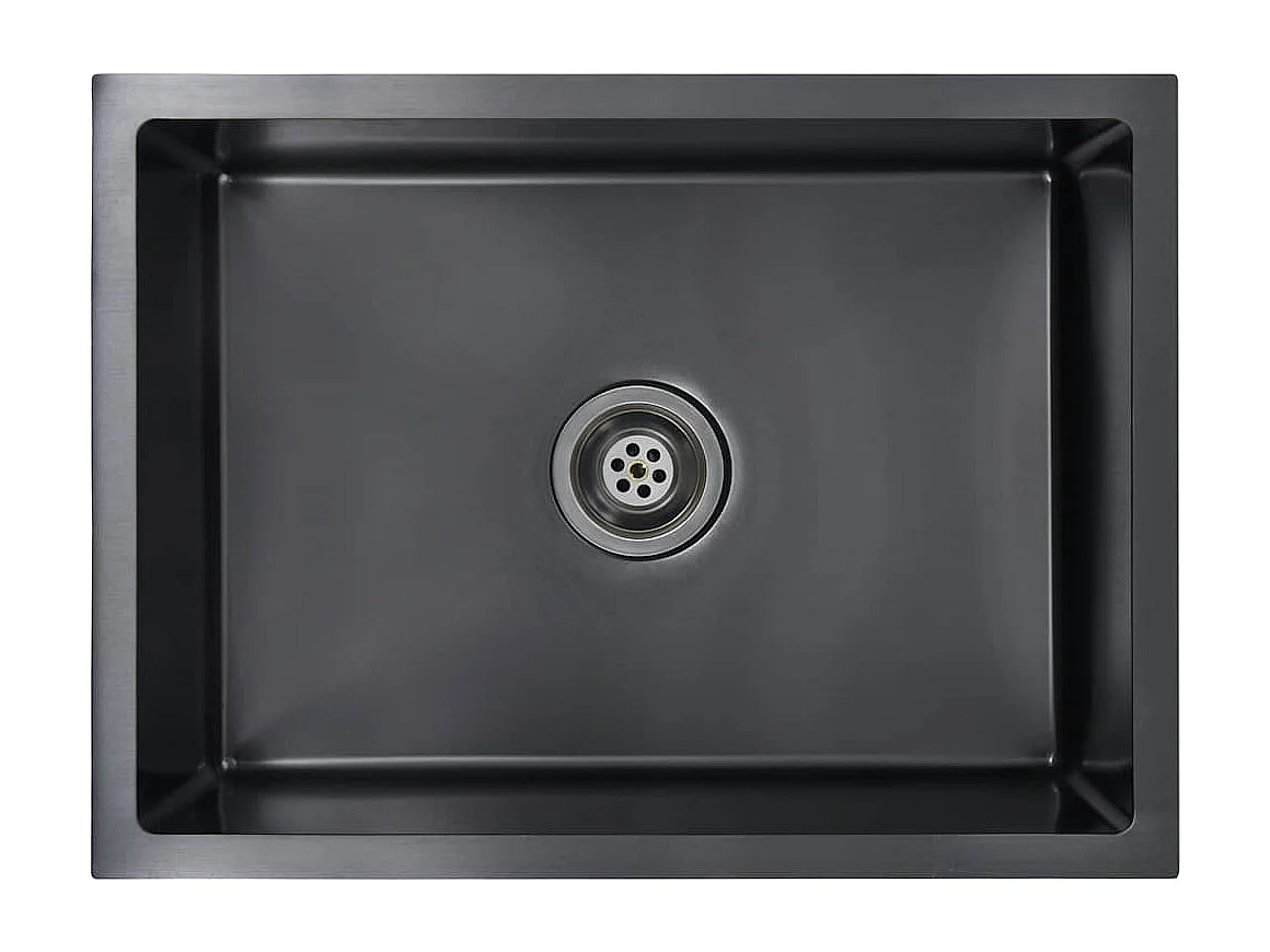 Pia de cozinha artesanal preta em aço inoxidável
