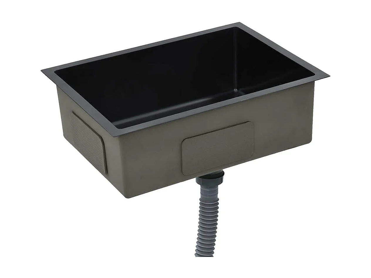 Pia de cozinha artesanal preta em aço inoxidável