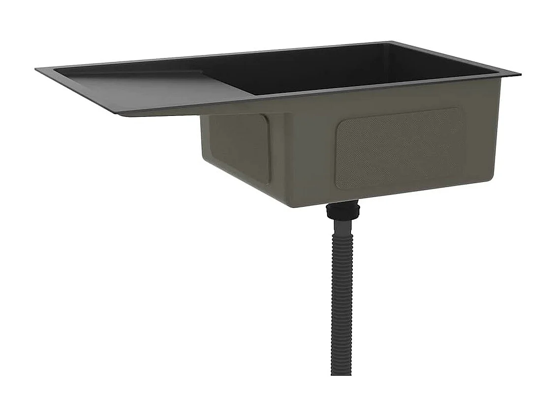 Pia de cozinha artesanal preta em aço inoxidável