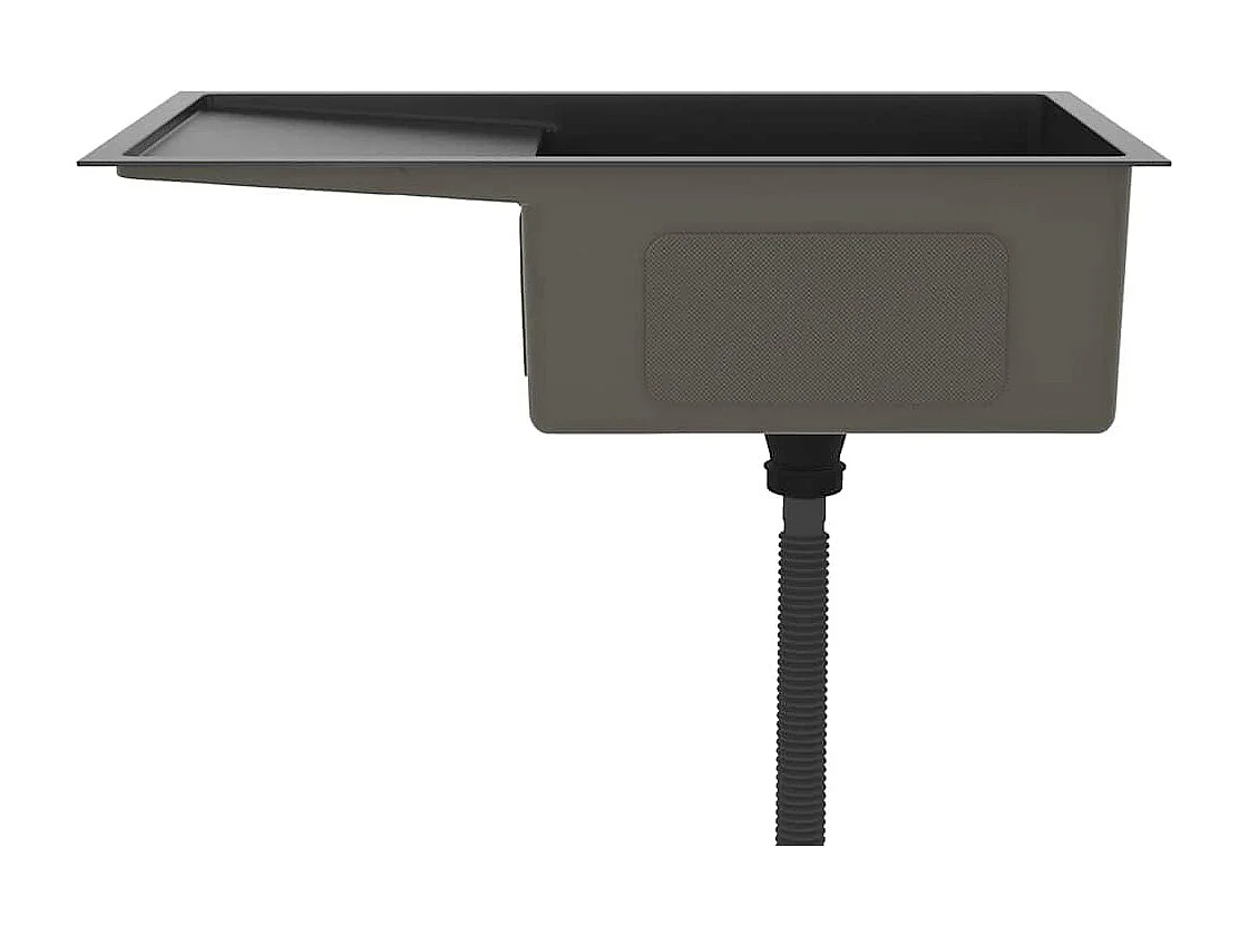 Pia de cozinha artesanal preta em aço inoxidável