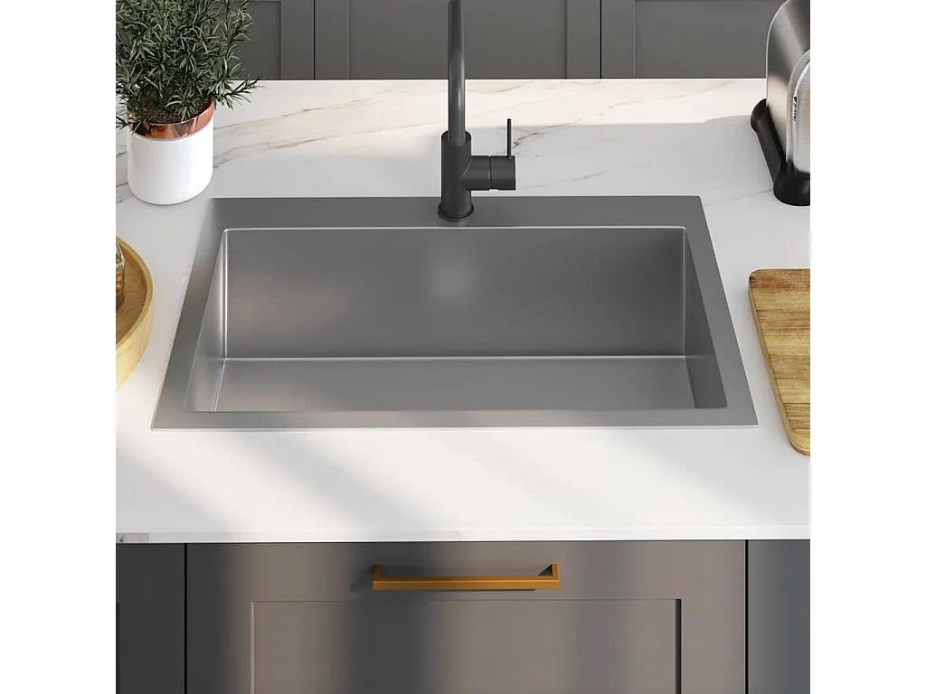 évier de cuisine fait main Acier inoxydable