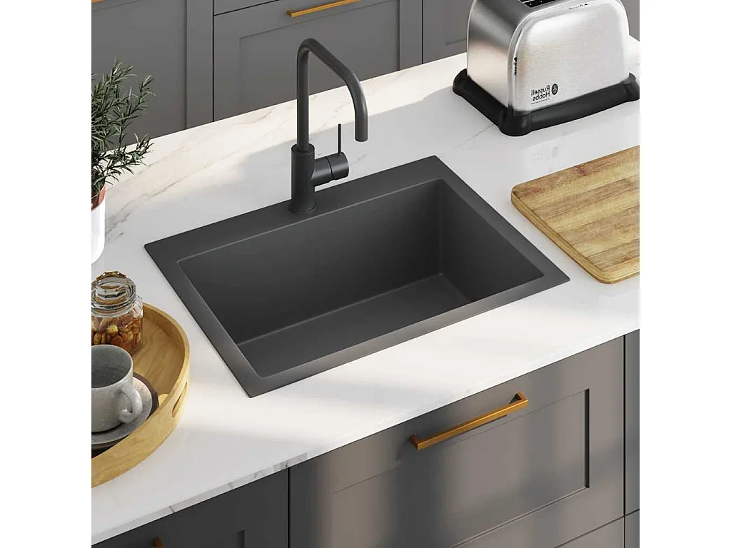 Lavello da cucina fatto a mano in acciaio inossidabile nero