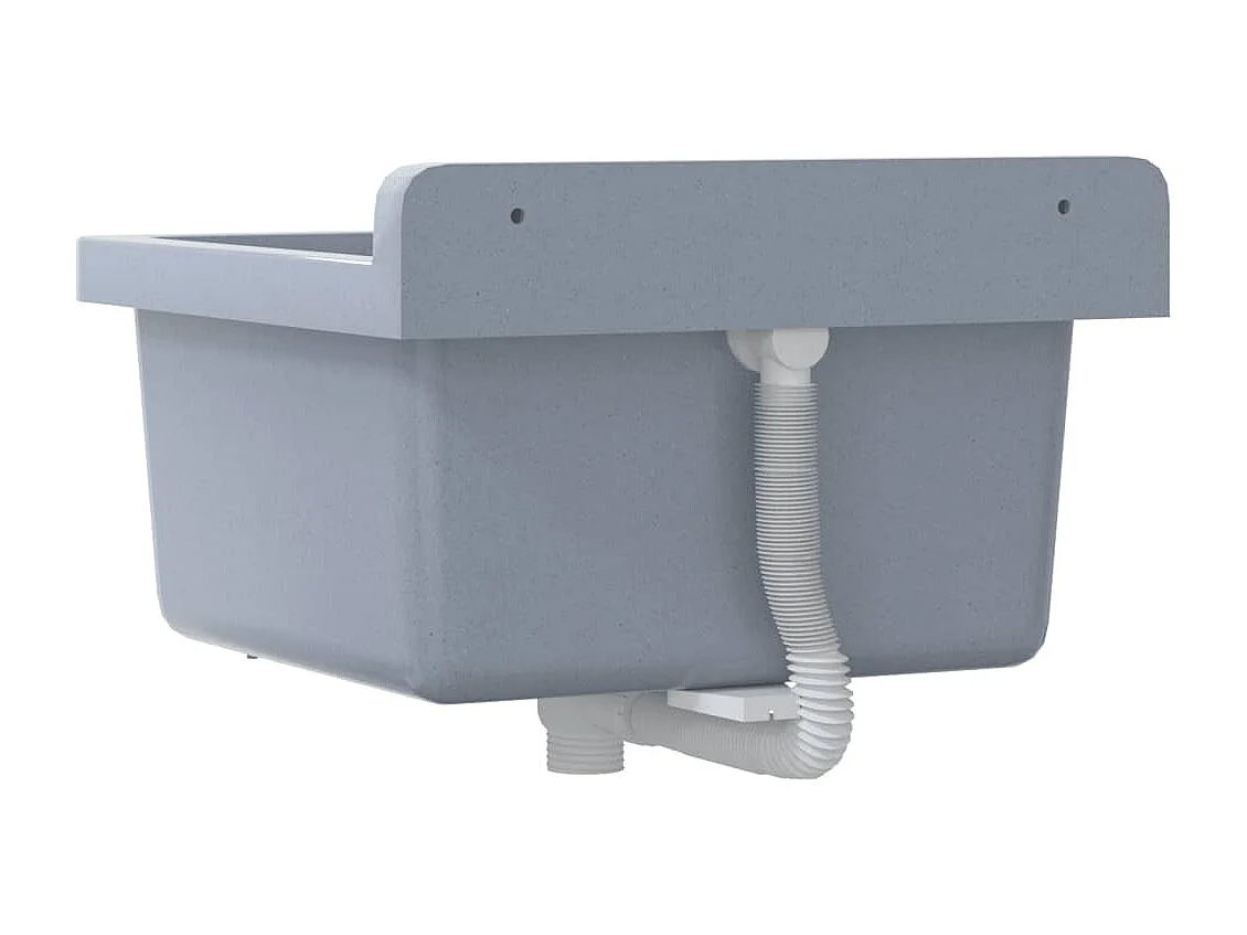 Lavatório suspenso cinza 40x40x24 cm resina