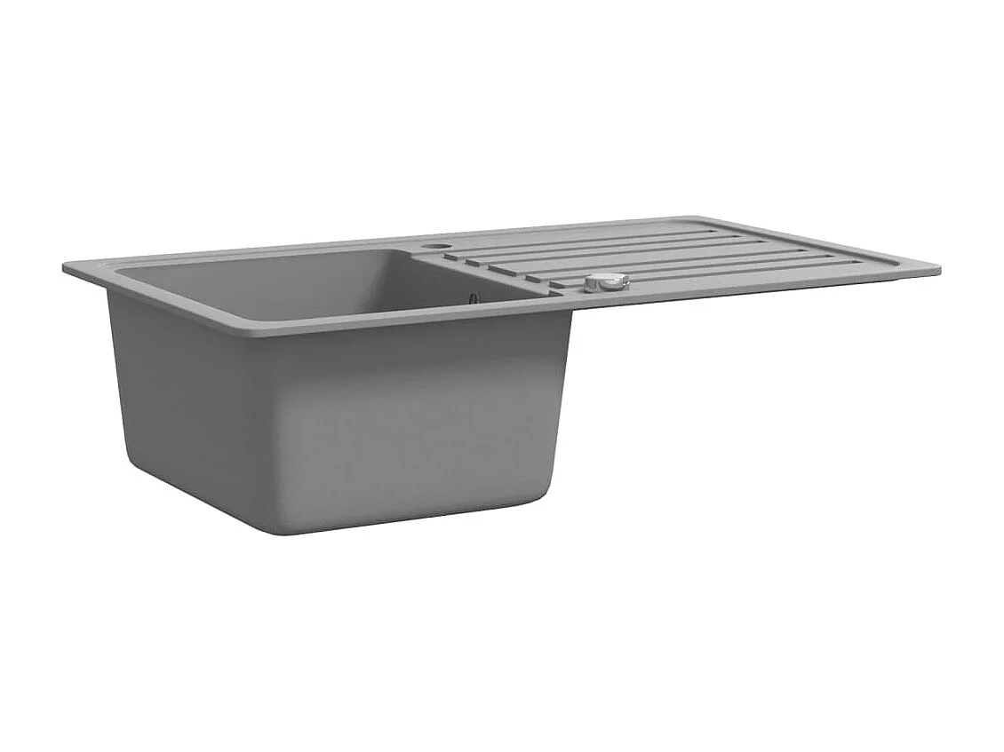 évier de cuisine en granite avec égouttoir réversible Gris