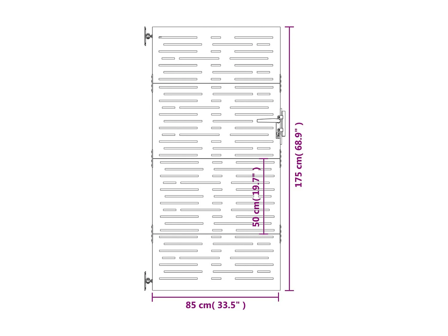Portail de jardin 85x175 cm acier corten conception de carré