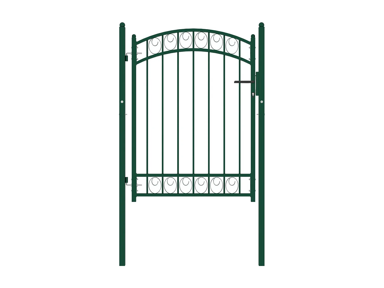 Puerta de valla con arco superior de acero 100x125 cm verde