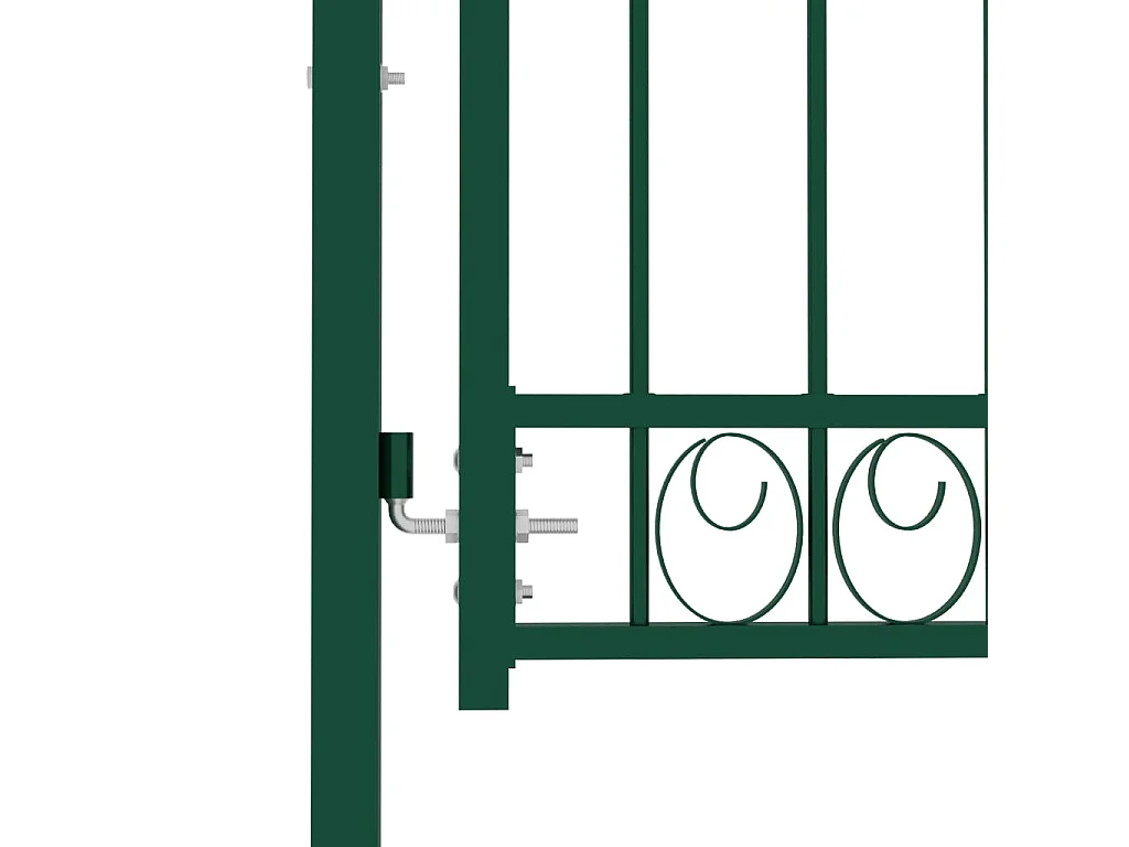 Puerta de valla con arco superior de acero 100x125 cm verde