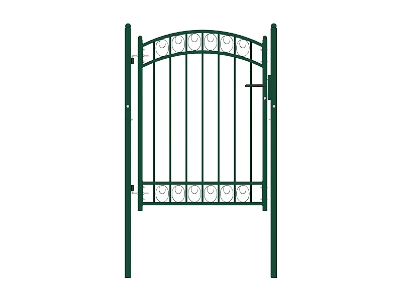 Puerta de valla con arco superior de acero 100x125 cm verde